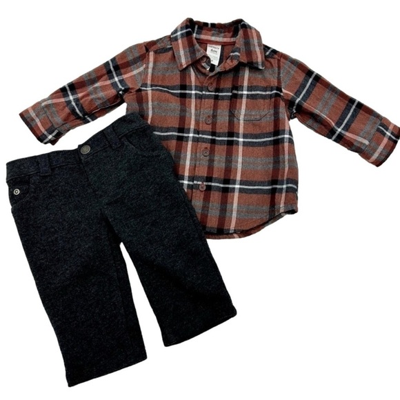 Carter's Baby Plaid Shirt and Pants Set - 6 Months - Picture 1 of 6